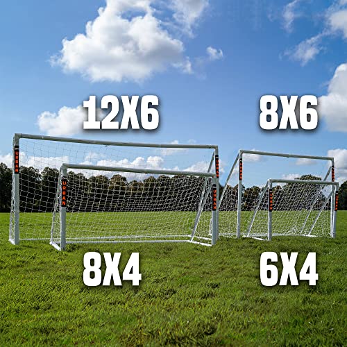 Amazon Exclusive Football Flick Goal - All weather - 70mm Extra thick uPVC - football goal for gardens, Integrated locking system (6x4, 8x4, 8x6, 12x6),White