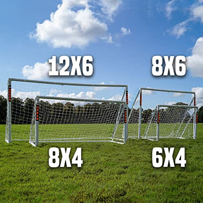 Amazon Exclusive Football Flick Goal - All weather - 70mm Extra thick uPVC - football goal for gardens, Integrated locking system (6x4, 8x4, 8x6, 12x6),White