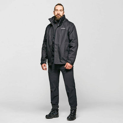 Berghaus Men's RG Alpha 3-in-1 Waterproof Jacket with Removable Fleece, Extra Comfort, Lightweight Coat, Black, L