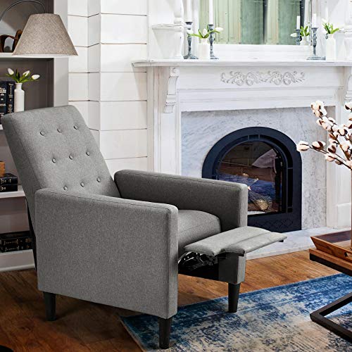 - Yaheetech Grey Modern Recliner Chair Adjustable Reclining Armchair Upholstered Sofa Couch.