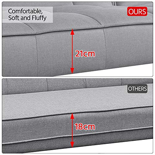 - Yaheetech Modern Fabric Sofa Bed, 3 Seater Click Clack Sofa Settee & Recliner.