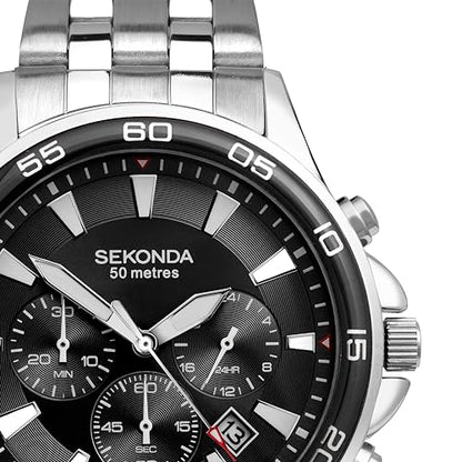 - Sekonda Men's Quartz Watch | Chronograph Display | Stainless Steel Bracelet -