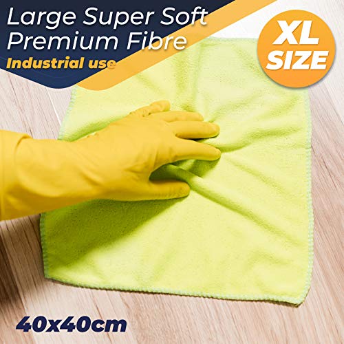 DCS Microfibre Cleaning Cloth, Green, Pack of 10, Large Size: 40x40cm. Super Soft Premium Streak Free Washable Cloth Duster for Kitchen, Bathrooms, Surfaces, Mirrors, Car, Motorbike