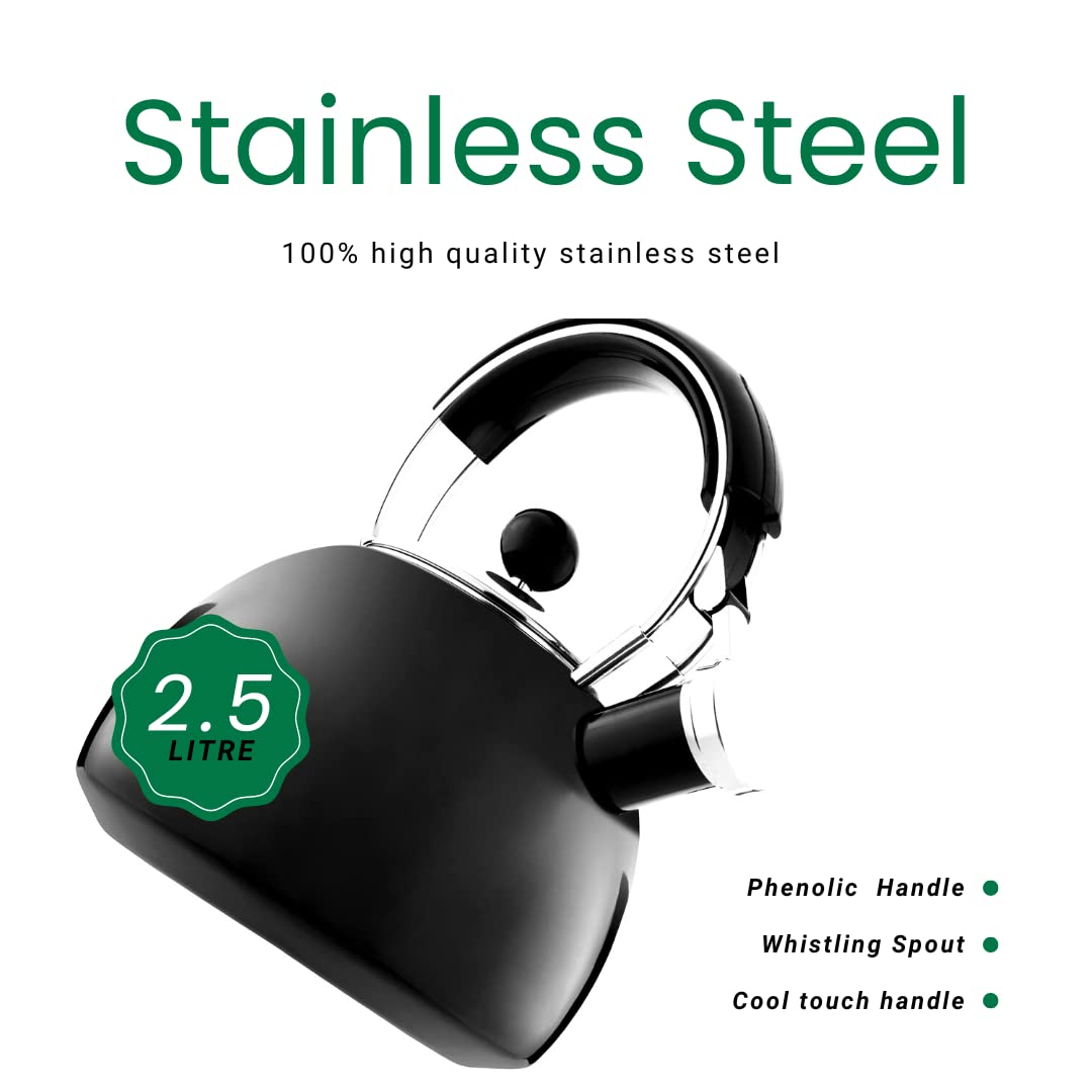 - Premium Stainless Steel Whistling Kettle | 10 Colors | Stove top | Non-Drip Pouring Spout  -