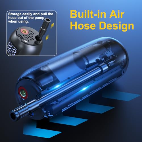 Bievin LP1 Electric Bike Pump Bicycle Pump Mini Tyre Inflator For Bikes, Motorcycle and Car, 150PSI Auto Shut-Off with Presta, Schrader Valve and Dunlop Valve