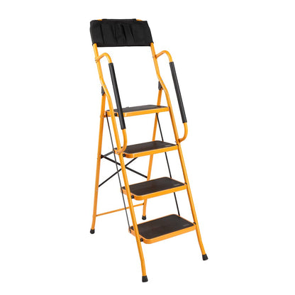 - Karlhome 4-Step Folding DIY Step Ladder With Safety Handrail & Toolbag | 150kg Capacity -