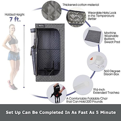 - WILLOWYBE Portable Steam Sauna with Bluetooth Control, 4L KingPower Steamer, Home Spar