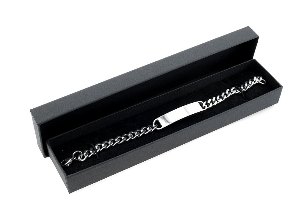 - Personalised Men's Solid Stainless Steel Curb Chain Identity Bracelet -