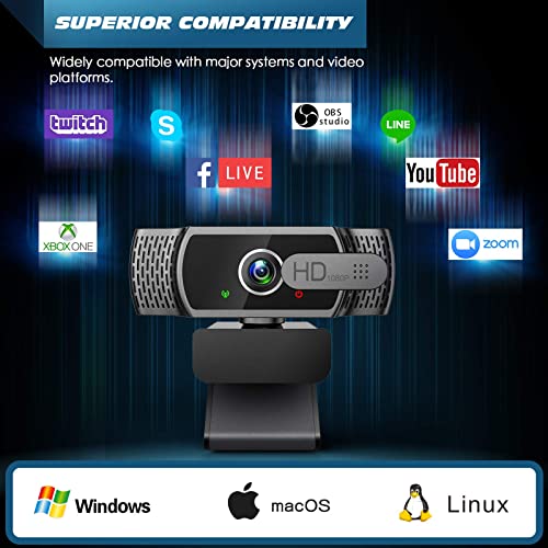- Webcam for PC with Microphone - 1080P FHD Webcam with Privacy Cover & Webcam Mounts,