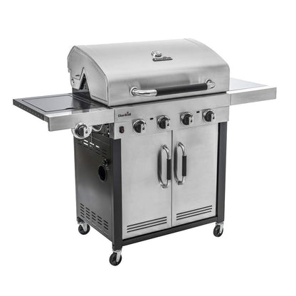 Char-Broil 140895 Advantage Series 445S - 4 Burner Gas Barbecue Grill with TRU-Infrared Technology, Stainless Steel Finish & 140 766 - Universal 3-4 Burner Gas Barbecue Grill Cover, Black.
