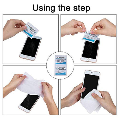 ALIBEISS Pre-Moistened Screen Wipes Computer Screen Cleaner for Eyeglasses, Tablets, Camera Lenses, Keyboards,Phone and Other Delicate Surfaces-Pack of 100