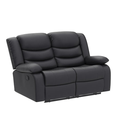 - Roma Leather Recliner Sofa with Cupholders | 2 Seater Sofa | Black (2 Seater) -