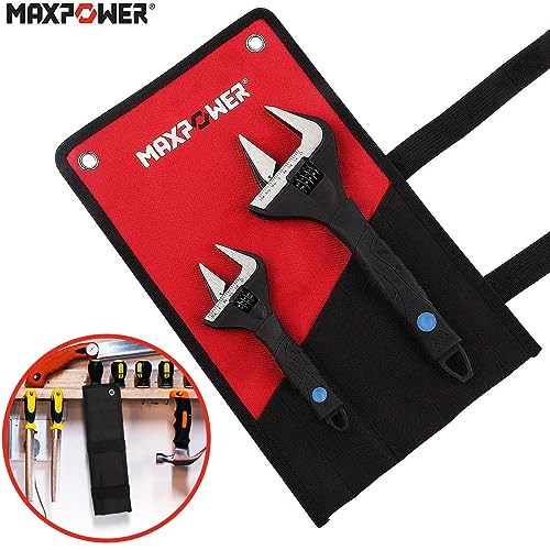- MAXPOWER Adjustable Wrenches Wide Jaw | 2PCs Stubby Adjustable Spanner Set -