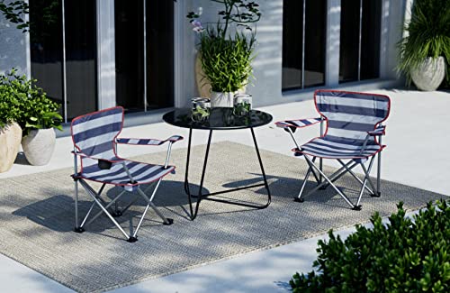 - Yello Kid's Folding Beach Chair Camping, Blue/White Stripe, 35 x 58 x 53 cm