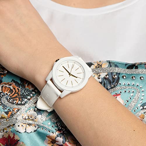 Armani Exchange Watch for Women, Three Hand Movement, 40 mm White Nylon Case with a Silicone Strap, AX7126