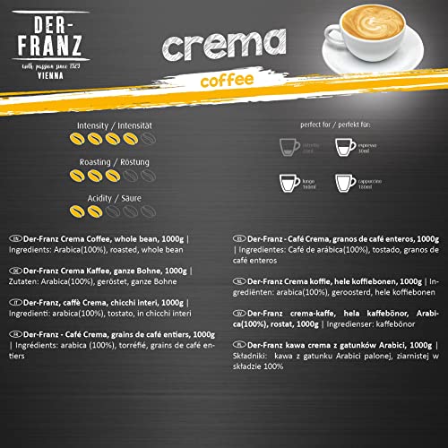 Der-Franz Crema Coffee, whole bean, 4 x 1000 g