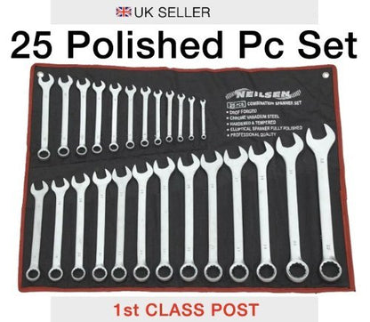 - Neilsen ct0795 Spanner Set | 25pc | (Combination-Satin Finish) 6-32mm | Silver -