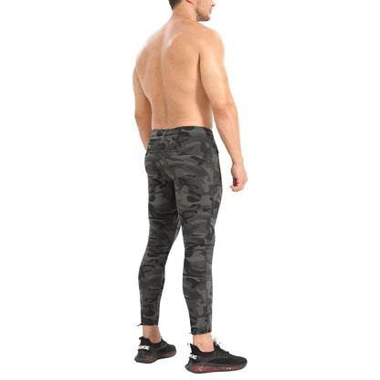 BROKIG Mens Ankle Cords Gym Joggers,Mens Tracksuit Bottoms Running Trousers with Zip Pockets(Camo Green,S)