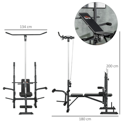 HOMCOM Adjustable Weight Bench Multifunction Full Body Workout Bench