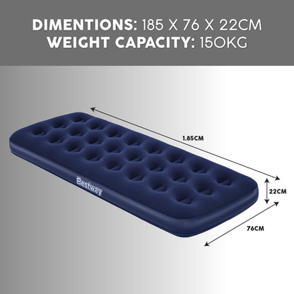 Bestway Single Airbed, Inflatable Air Mattress for One, Blow Up Camping Single Bed