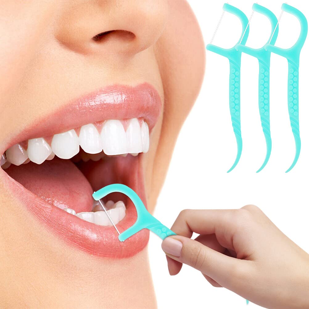 - 100 Pcs Dental Floss, Dental Floss Picks Disposable Portable Floss Sticks Dental Floss Toothpick Tooth Picks Sticks Interdental Cleaning Tool for Travel Home Office Restaurant(Blue)
