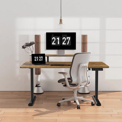 Devoko Electric Standing Desk 120 x 60cm, Height Adjustable Standing Desk with Monitor Stand, Stand Up Desk Home Office Desk with Memory Smart Pannel Sit Stand Desk (White)