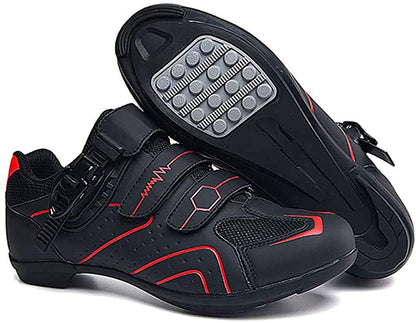 Cool-CZQ Cycling Shoes Non-slip and Breathable Carbon Fiber Road and Mountain Bike Shoes, Reflective Striped Sneakers (9,Red)