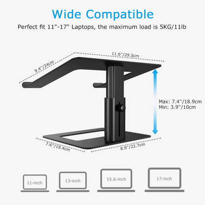 BoYata Laptop Stand, Height adjustable Ventilated Laptop Holder, Notebook Stand Compatible with 10-17'' MacBook Pro/Air, Dell, HP, Samsung, Acer