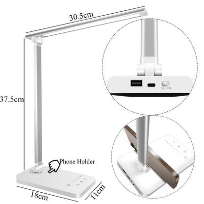 - Qualore Desk Lamp |LED Table Lamps | USB Charging Port | 5 Color Mode -