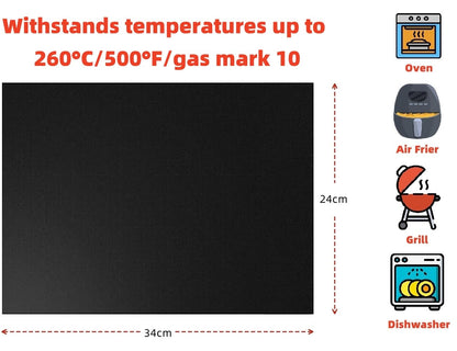 6 X Heavy Duty Oven Liner, Teflon Non-Stick Baking Mats, Washable Grill Mats for Ovens, Electric and Charcoal Grills, 34 x 24cm