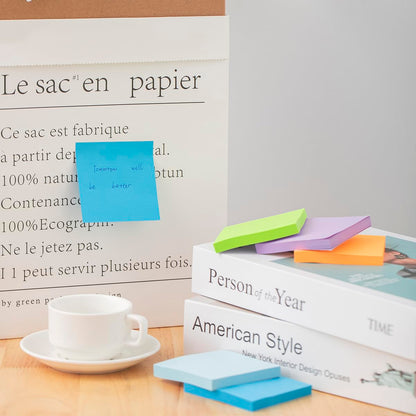 24 Pads - 3 in x 3 in Sticky Notes, 8 Colors Post Self Stick Notes Pads Bright Stickies Colorful Super Sticking Memo Pads，for Office, Home, School, Meeting, Strong Adhesive, 82 Sheets/pad