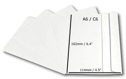 - EPOSGEAR® A6/C6 Plain White Self Seal Wallet Envelopes | 162mm x 114mm 90gsm (Pack of 50 Envelopes) -