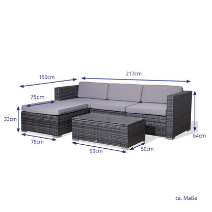 - EVRE California Grey Outdoor Rattan Garden Furniture | Conversation Set with Handwoven PE Wicker Sectional Sofa -