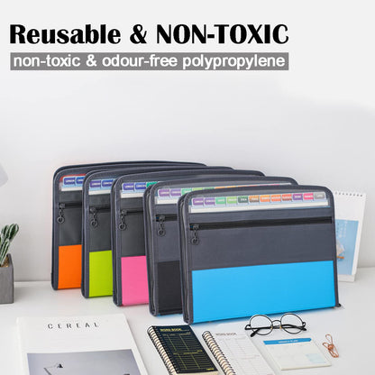 - TRANBO 13 Pockets Expanding File Folder | Zipper Closure | A4 Plastic Document Wallet -