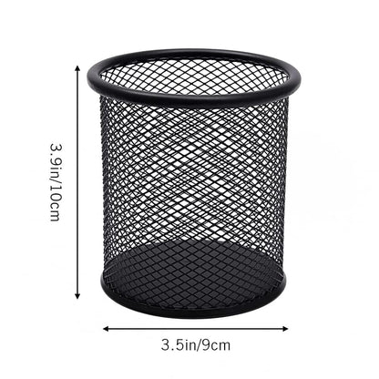 DARUITE 4 Pack Pen Pot, Pen Holder, Mesh Pencil Holder, Metal Pen Pots for Desk, Desk Pen Holder, Pencil Pot for Office, Home, Classroom (Black)