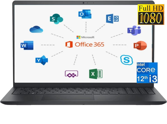 DELL 2024 Inspiron 15 Laptop, with Microsoft Office 365, 15.6" 1920x1080 FHD, Intel i3-1215U up to 4.40GHz (Beats N4020), 16GB RAM,1TB PCIe SSD,Windows 11 Home, Carbon Black