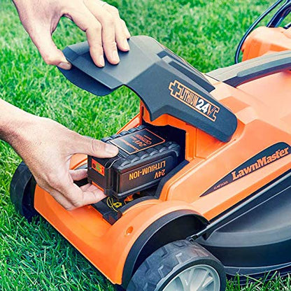 - LawnMaster MX 24V 34cm Cordless Lawnmower | Plus Spare Battery -