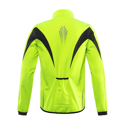 ARSUXEO Cycling Jacket Mens Waterproof Windproof Softshell Winter Thermal Breathable Bike Outerwear 15K Green Size Large