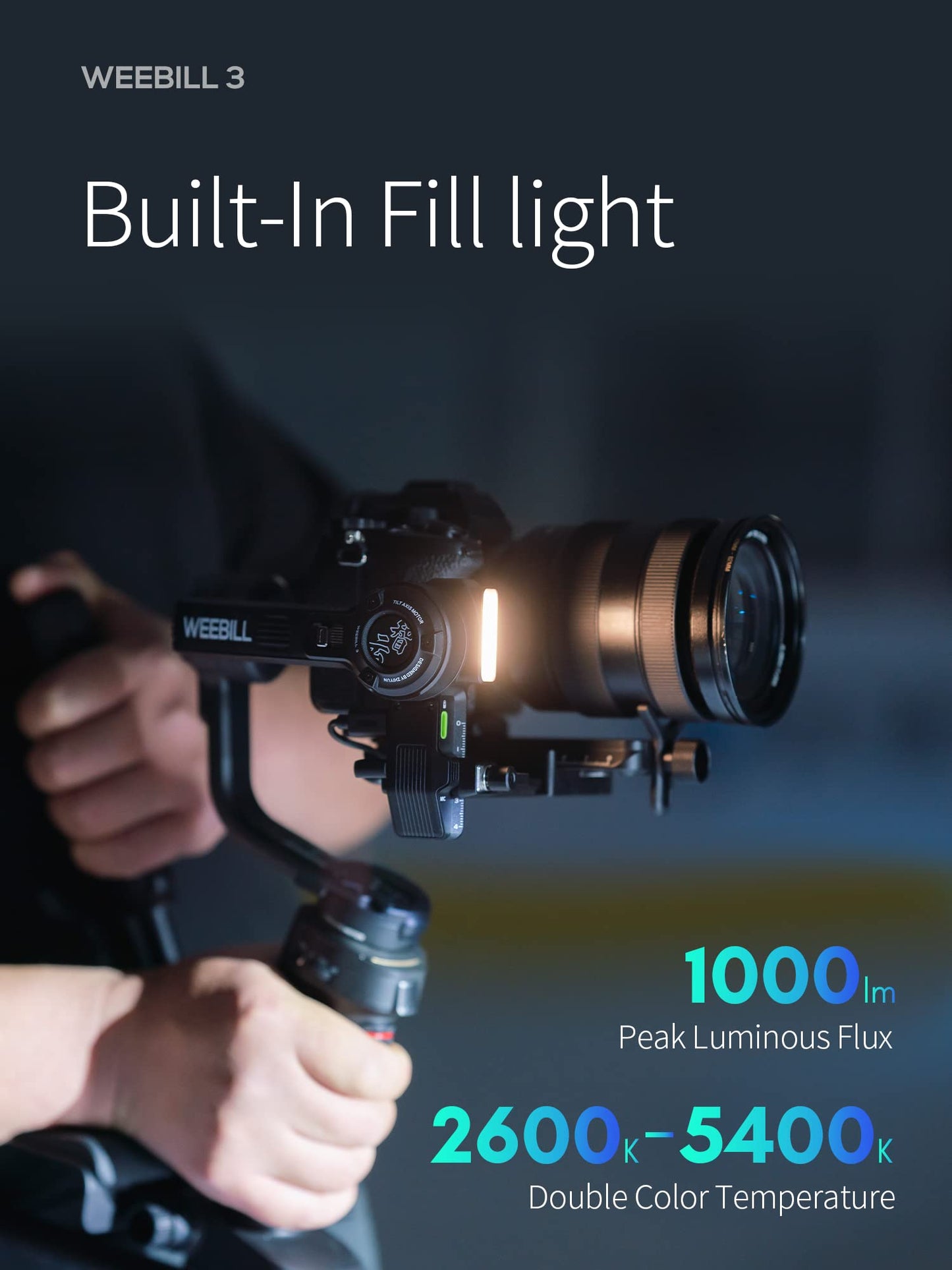 - ZHIYUN Weebill 3 Combo [Official] Gimbal Stabilizer for DSLR & Mirrorless Camera with Sling Mode 2.0, Wrist Rest, Built-in Fill Light, Mic, Backpack, Tripod