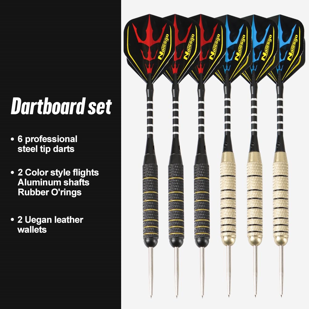 Dartbaord Steel Dart Board Dartbard Set with 6pcs Professional Steel Tip Darts