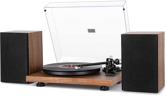 - 1 BY ONE Bluetooth Turntable Hi-Fi System with 36 Watt Bookshelf Speakers, Vinyl Record Player with Magnetic Cartridge
