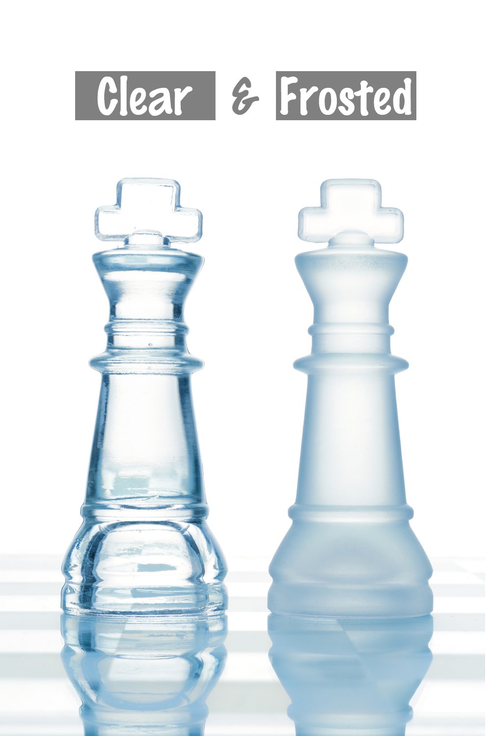 - Gamie Glass Chess Set | Elegant Design | Durable Build | Fully Functional | 32 Frosted and Clear Pieces -
