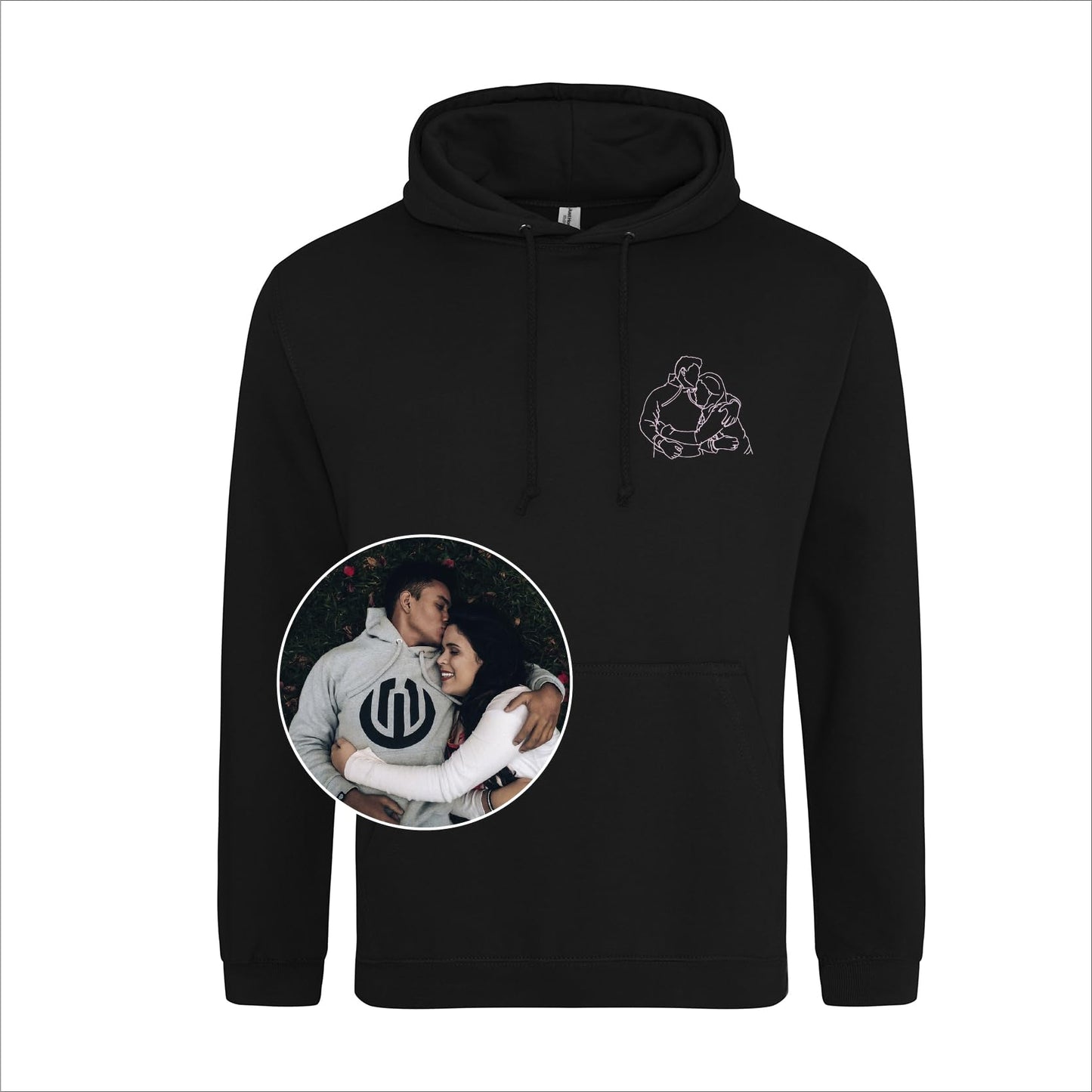 Custom Embroidered Portrait From Photo To Shirt, Outline Photo Sweatshirt, Custom Photo, Custom Portrait, Couple Hoodie,