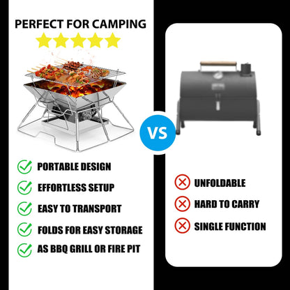- Portable Charcoal BBQ Grill For Camping | Small Folding Fire Pit -