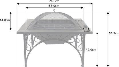 Centurion Supports KOJIN Multi-Functional Elegant Black Square Outdoor Garden & Patio Luxury Heater Fire Pit Brazier