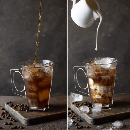 ANSIO Large Latte Glass Coffee Cups - 385ml (13 oz) - Gift Box of 2 Latte Glasses - Compatible with Tassimo Machine (2 Pack)