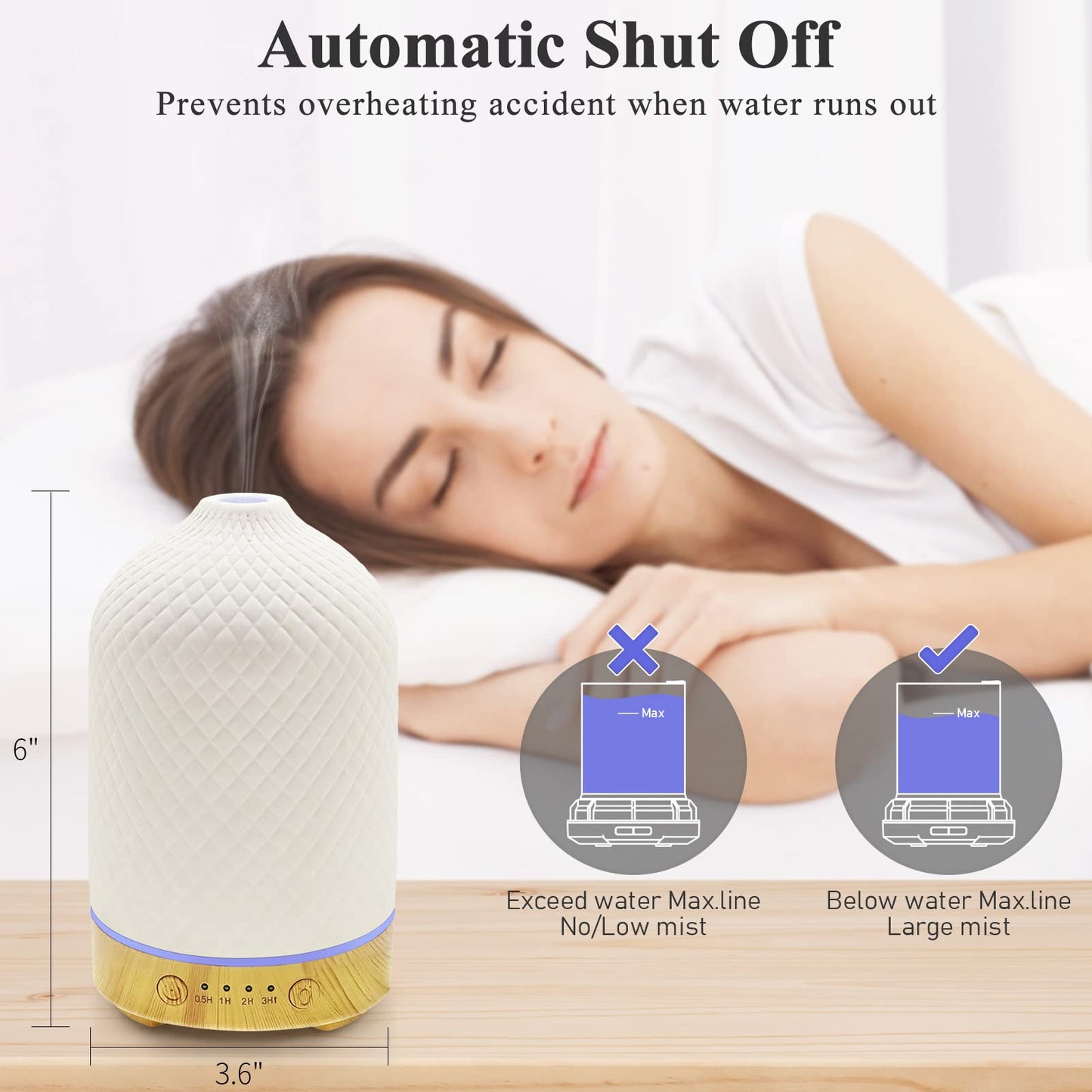 - Essential Oil Diffuser | Aromatherapy Air Cool Mist Diffuser | 100ml | Ceramic Aroma Scent Diffusers | Humidifier With Auto Shut Off -