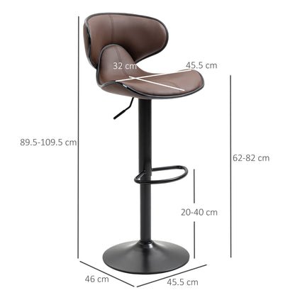 - HOMCOM Adjustable Swivel Bar Stools Set of 2 | Barstools with Footrest and Backrest -