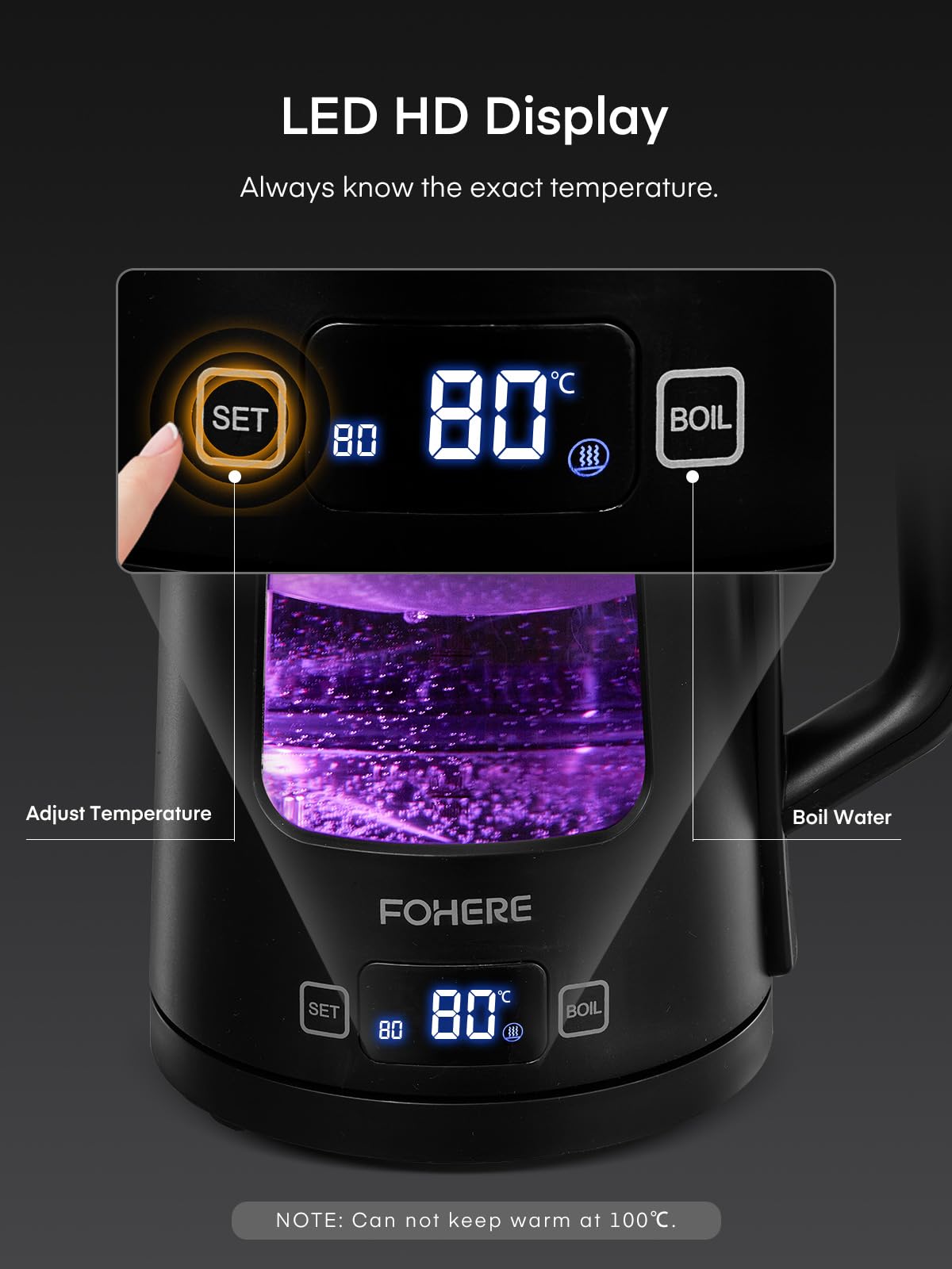 - Electric Kettle | 1.7L Glass Tea Kettle | 5 Temperature Control | 1500W Fast Boil | Auto Shut-Off & Boil-Dry Protection -