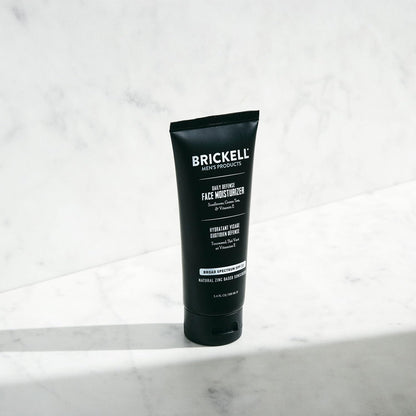 Brickell Men's Daily Defense Face Moisturizer for Men, Natural and Organic, Zinc SPF20 Face Moisturizing Sunscreen, Hydrates and Protects Skin Against Harmful UVA/B rays, 100 ml, Unscented